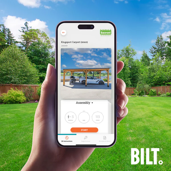 BILT Supported assembly with the step-by-step 3D interactive BILT® app. We’re with you every step of the way to ease the assembly process.