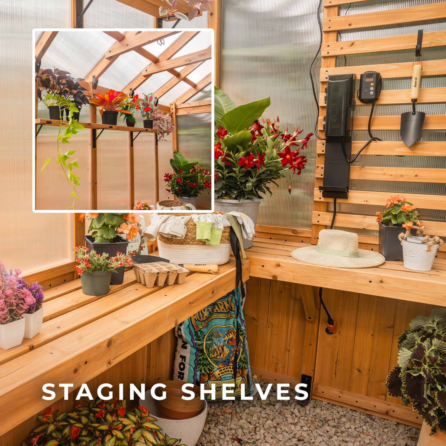 9x6 Bellerose Greenhouse Staging Shelves