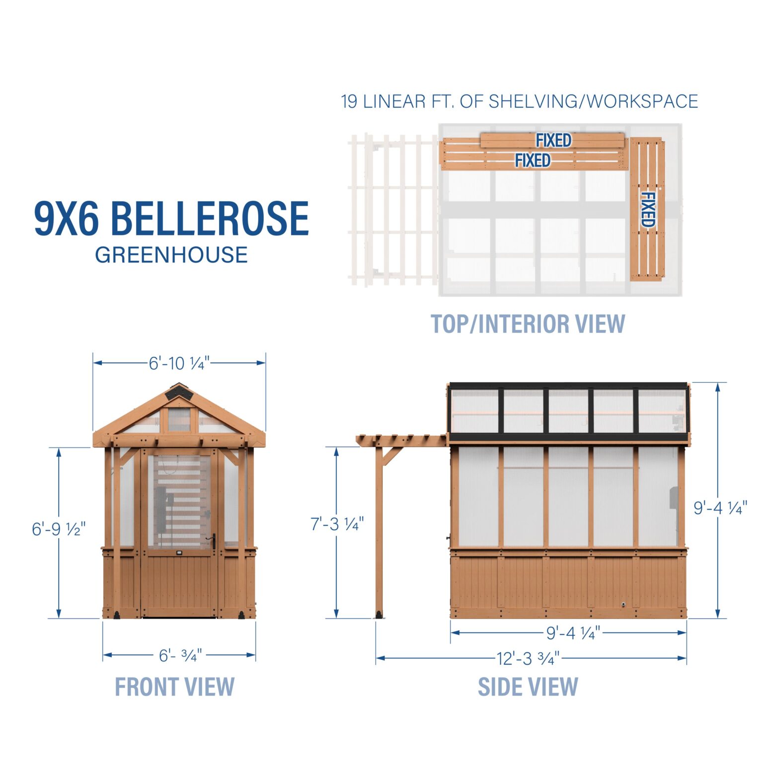 9x6 Bellerose Greenhouse Diagram