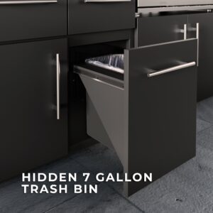 Lancaster L-Shaped Outdoor Kitchen Hidden Trash Bin