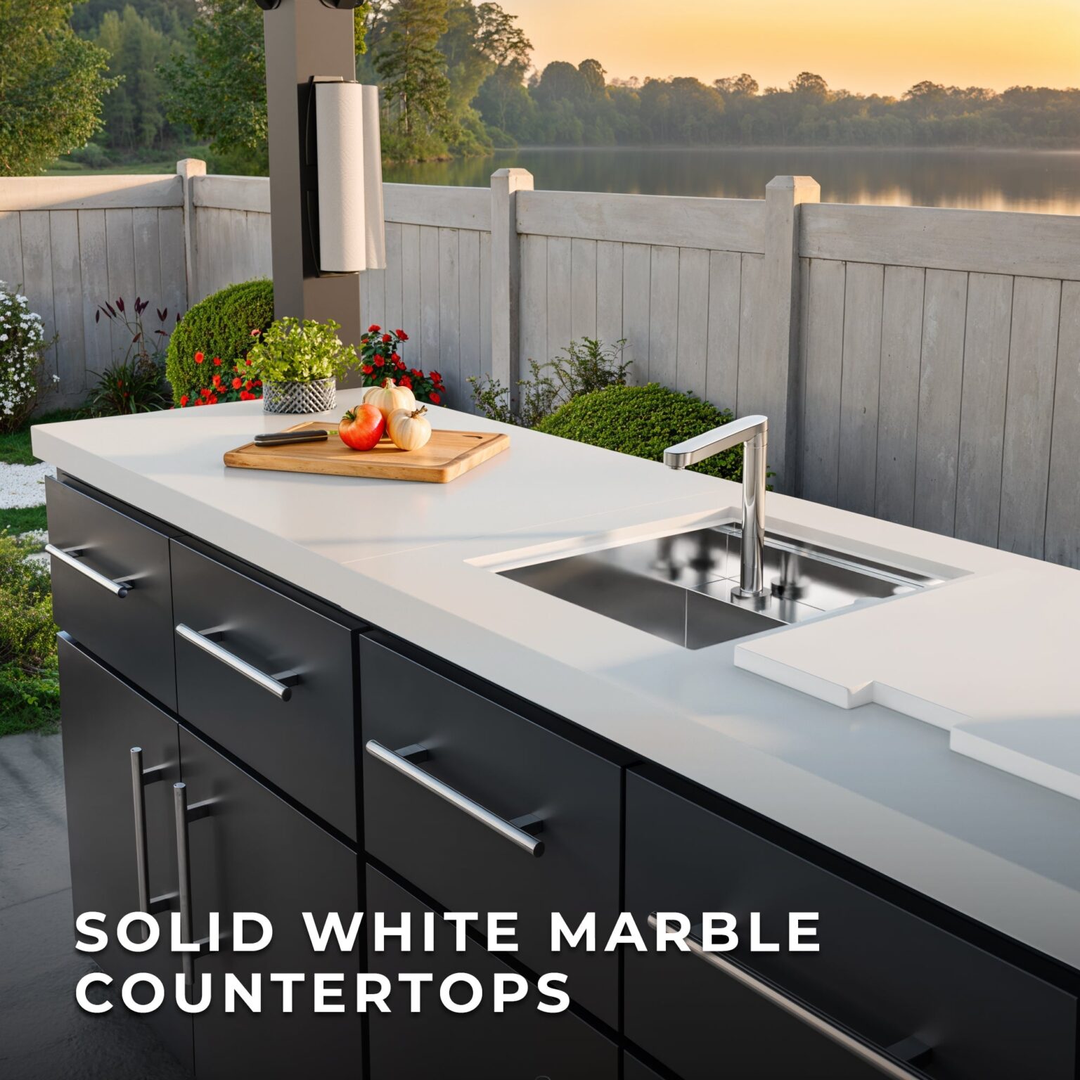 Lancaster Linear Outdoor Kitchen Marble Countertops