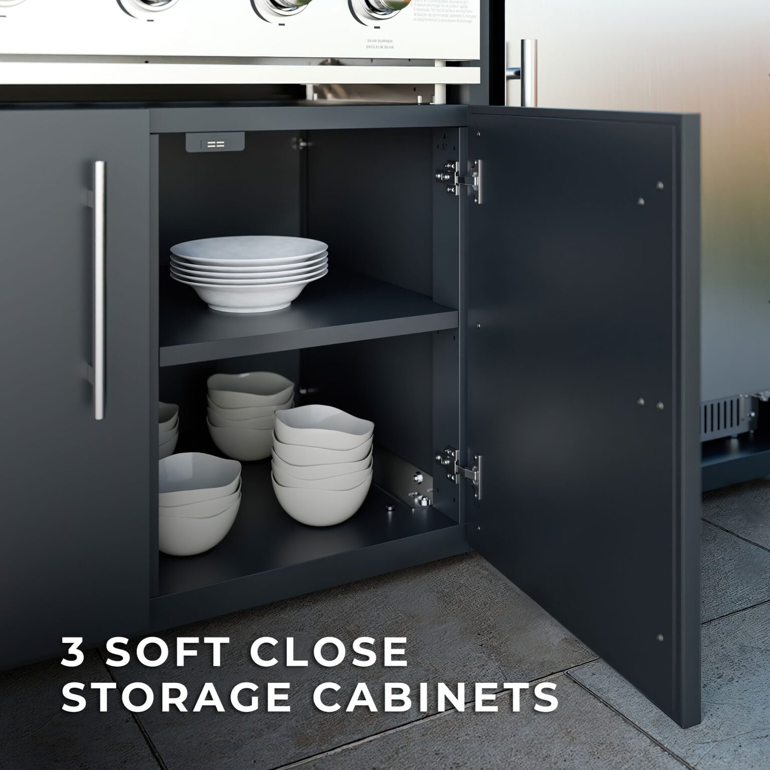 Emory 9foot Galvanized Steel Kitchen  Three Storage Cabinets