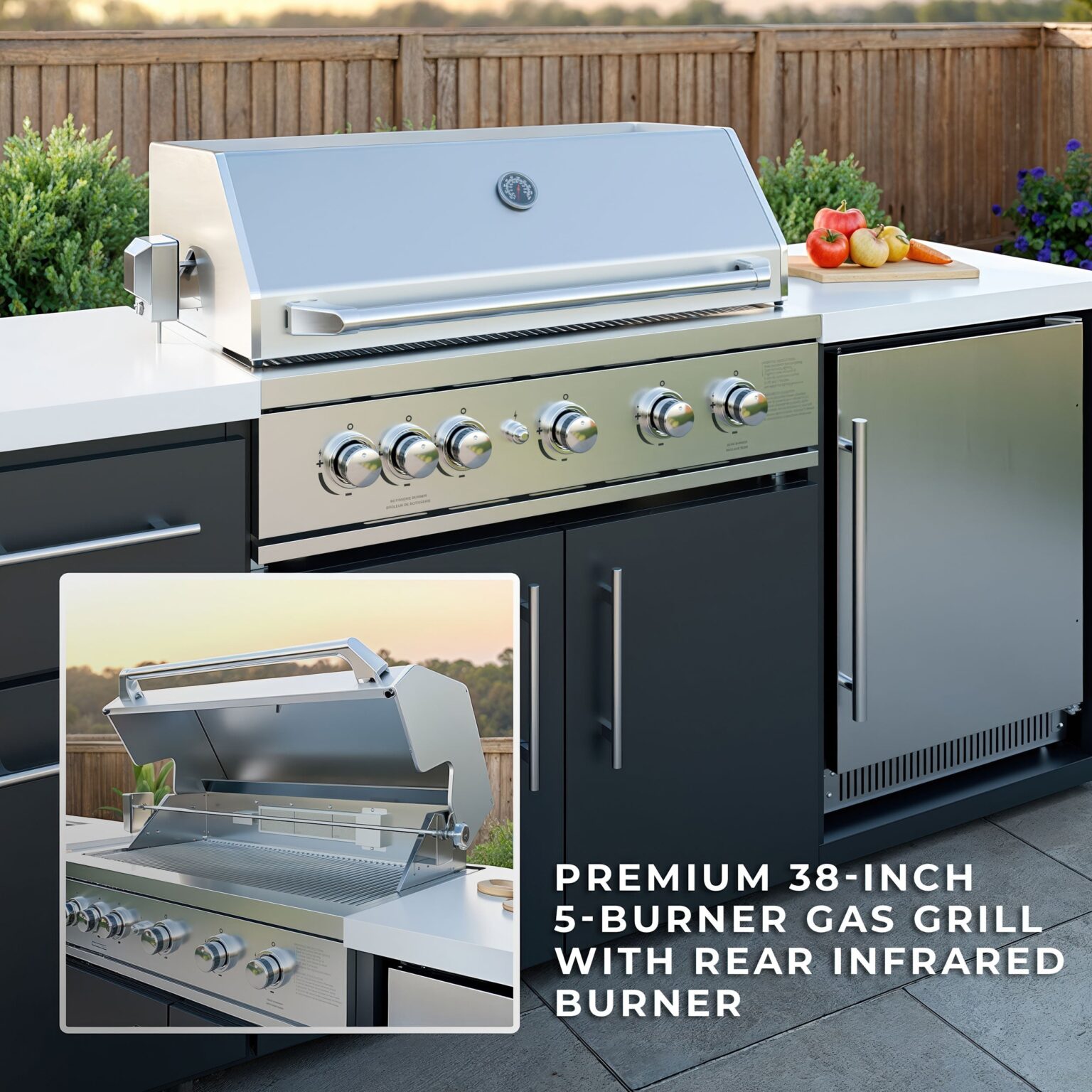 Emory 9foot Galvanized Steel Kitchen  with Gas Grill