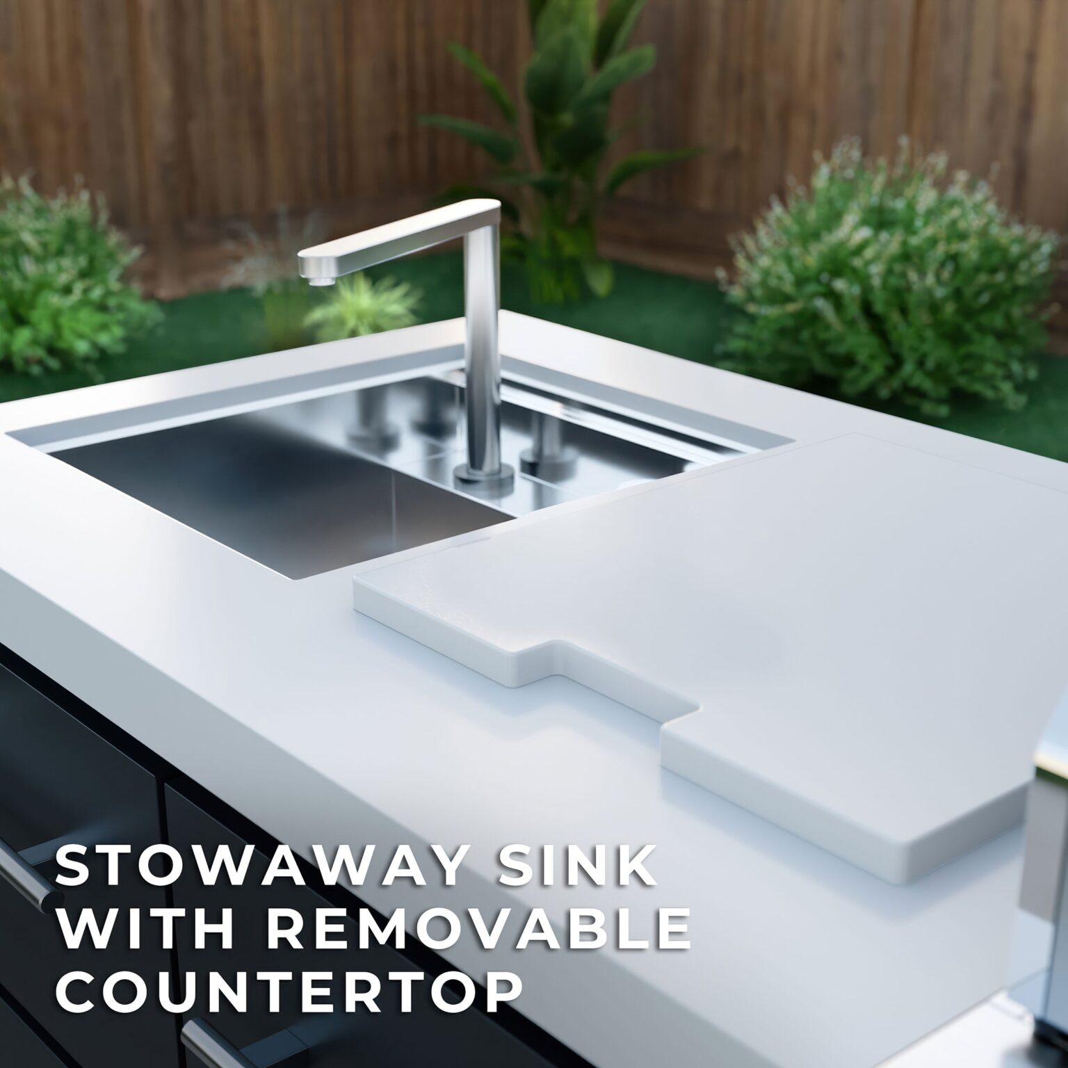 Emory 9foot Galvanized Steel Kitchen Stowaway Sink