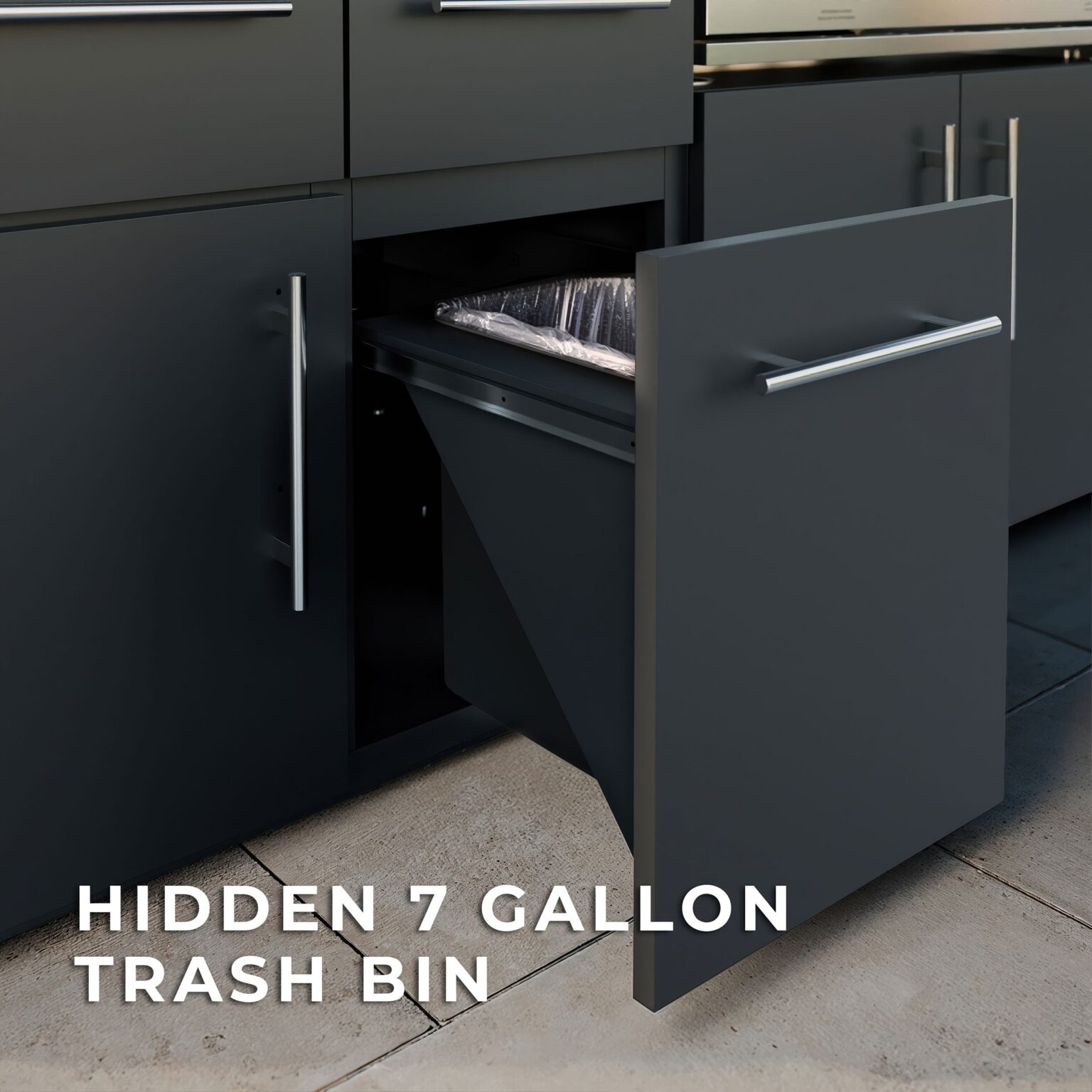 Emory 9foot Galvanized Steel Kitchen  has hidden seven gallon trash bin