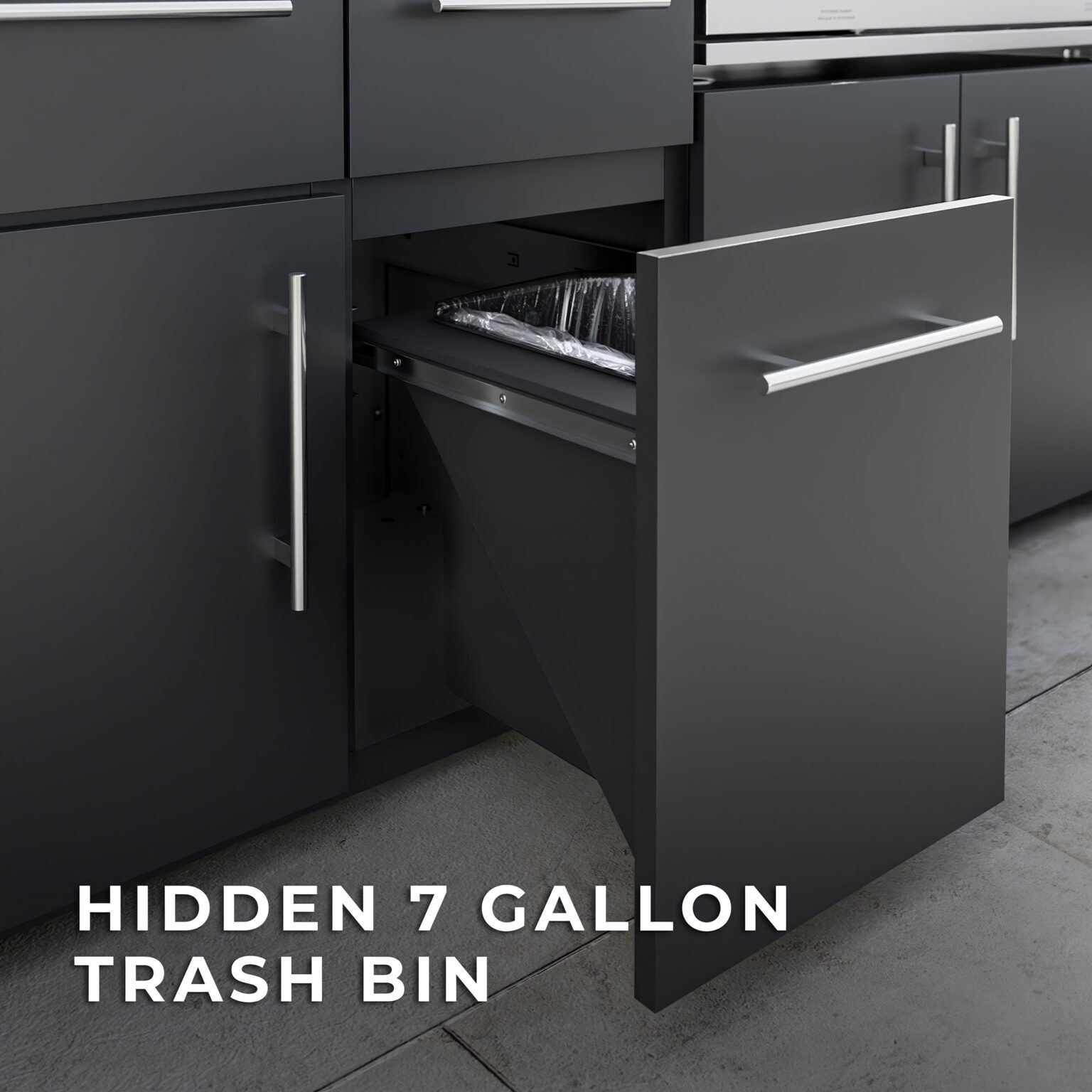 Emory 12' Galvanized Steel Outdoor Kitchen hidden trash bin