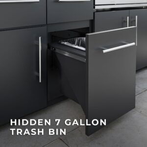 Emory 12' Galvanized Steel Outdoor Kitchen hidden trash bin