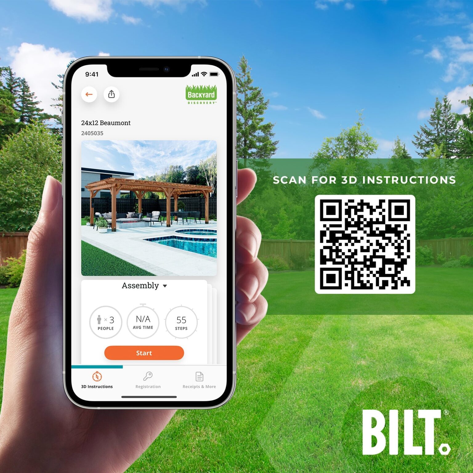 24x12 Beaumont Pergola BILT App to assist with assembly