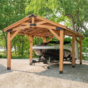 boat parked under 24x12 Norwood Carport / Gazebo
