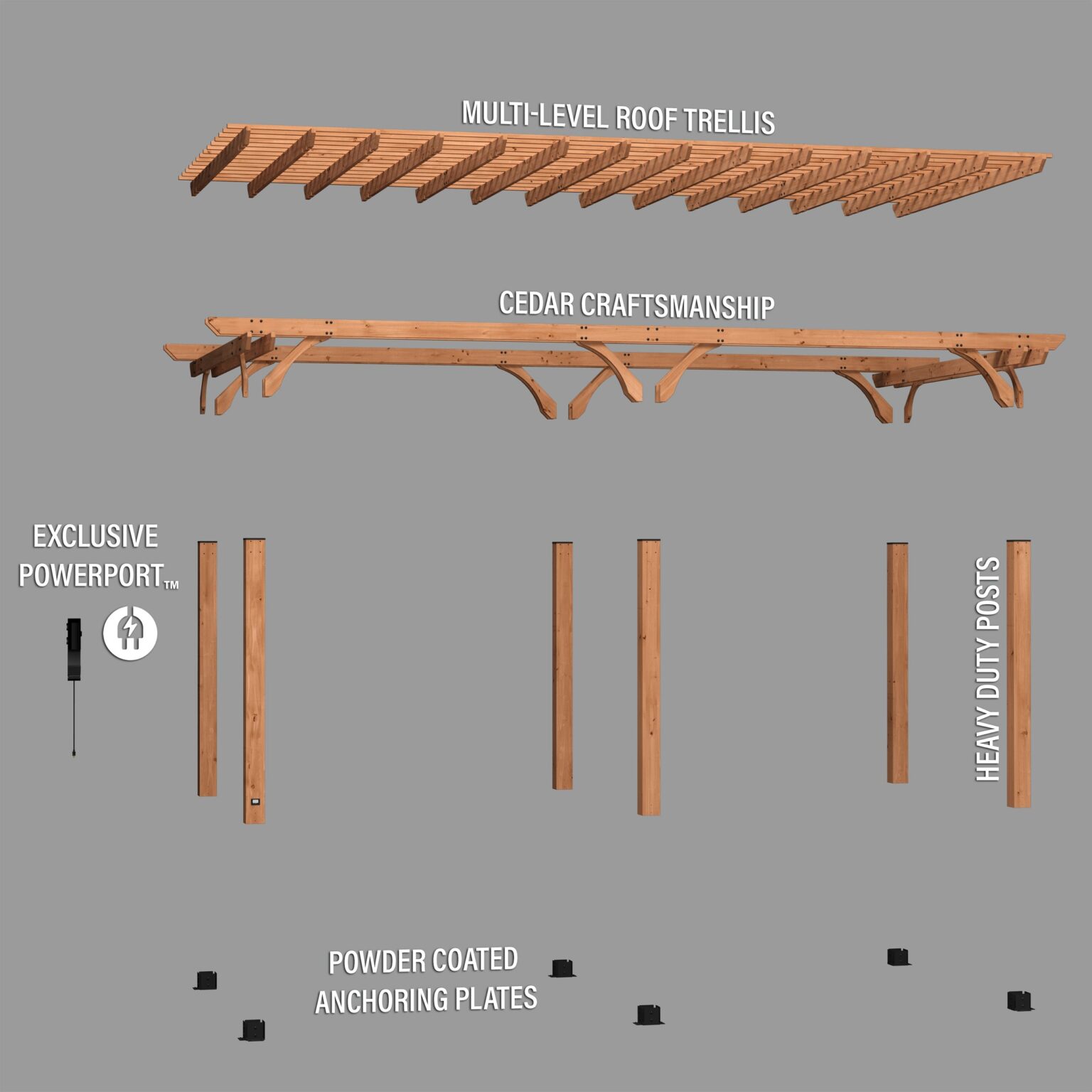 24x12 Beaumont Pergola English Exploded View
