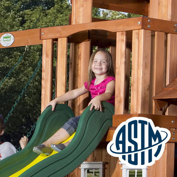 Safety Tested and Approved With performance testing for children up to 11 years old, our swing sets surpass industry benchmarks and meet or exceed ASTM safety standards for outdoor playground equipment.