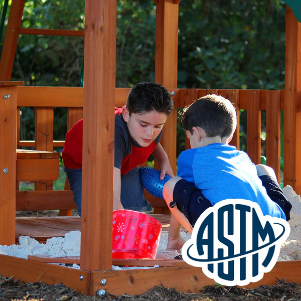 With performance testing for children up to 11 years old, our swing sets surpass industry benchmarks and meet or exceed ASTM safety standards for outdoor playground equipment.