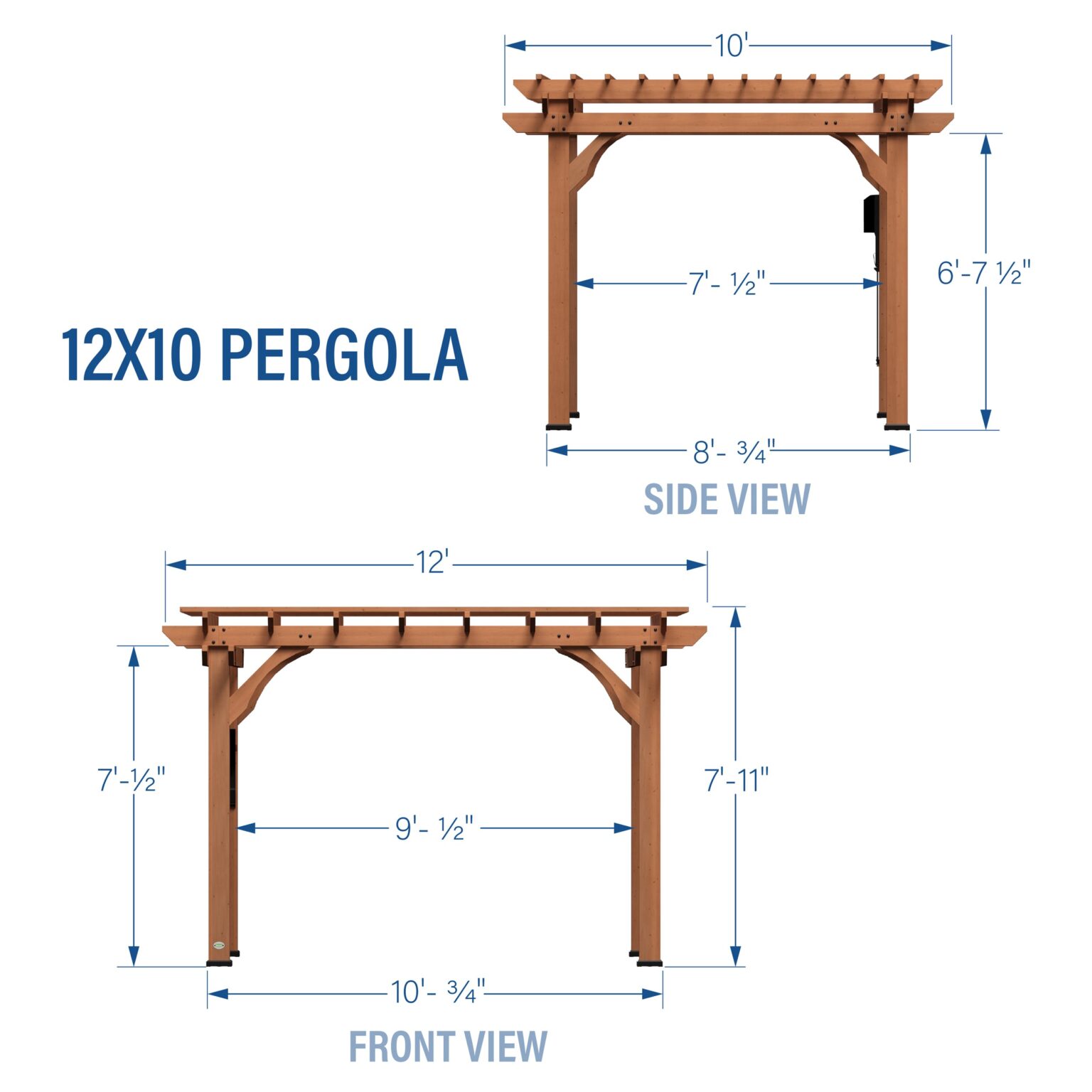 12x10 Pergola Imperial Diagram