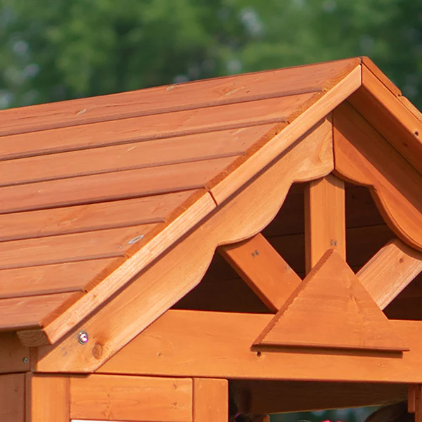 100% Solid Cedar Wood Cedar is a naturally rot-resistant structure, remains good-looking for years, and doesn’t absorb much heat so it can stay cool to the touch on the hottest days.