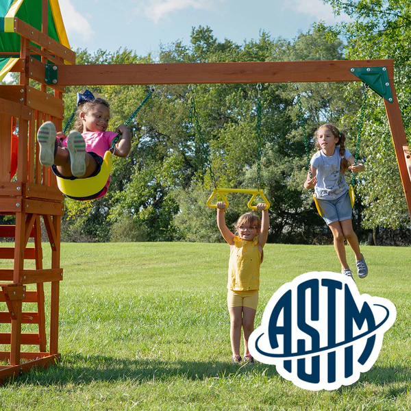 Safety Tested and Approved With performance testing for children up to 11 years old, our swing sets surpass industry benchmarks and meet or exceed ASTM safety standards for outdoor playground equipment.