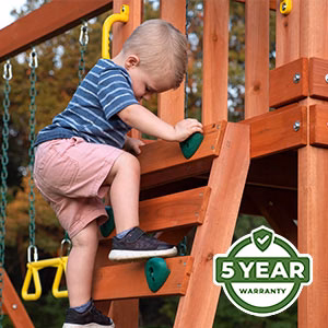 Warranty We’re so confident in the durability and longevity of our swing sets that we offer an industry-leading 5 Year Warranty on all models.
