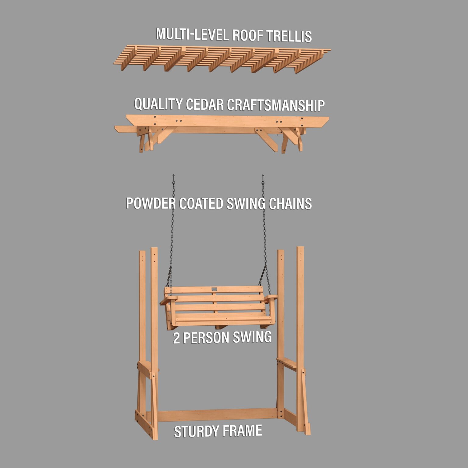 Callahan Pergola Swing Exploded View