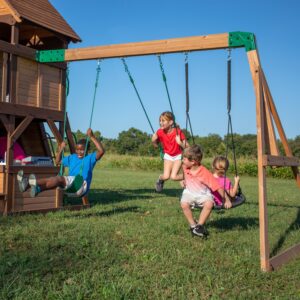 Cedar Cove Swing Set young and older kids playing