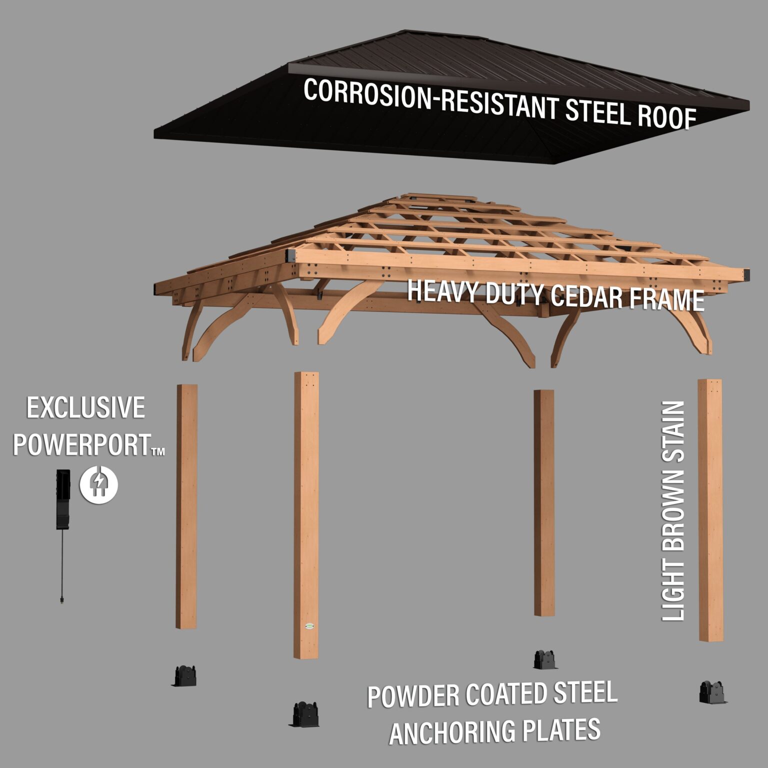 Cordova Gazebo exploded view