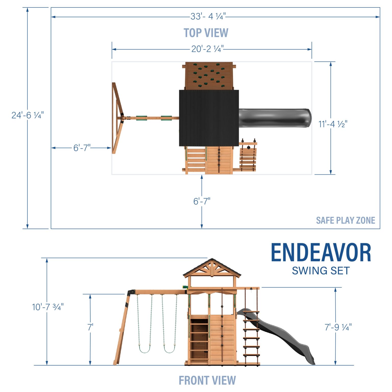 Endeavor Swing Set Gray Slide Diagram