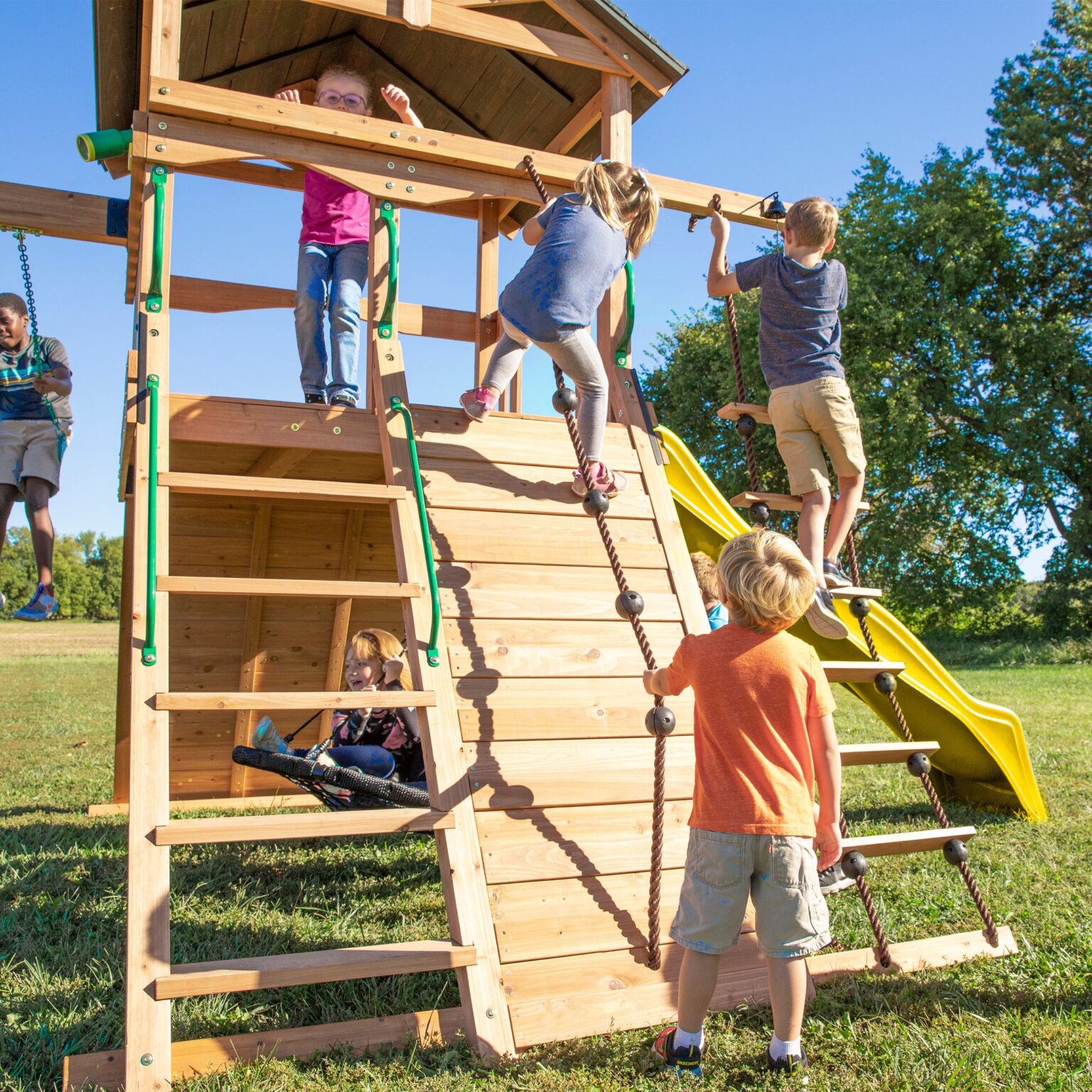 Endeavor Swing Set Yellow Slide Climbers