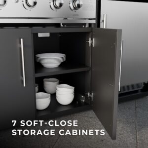 Lancaster Galley Outdoor Kitchen includes seven storage cabinets