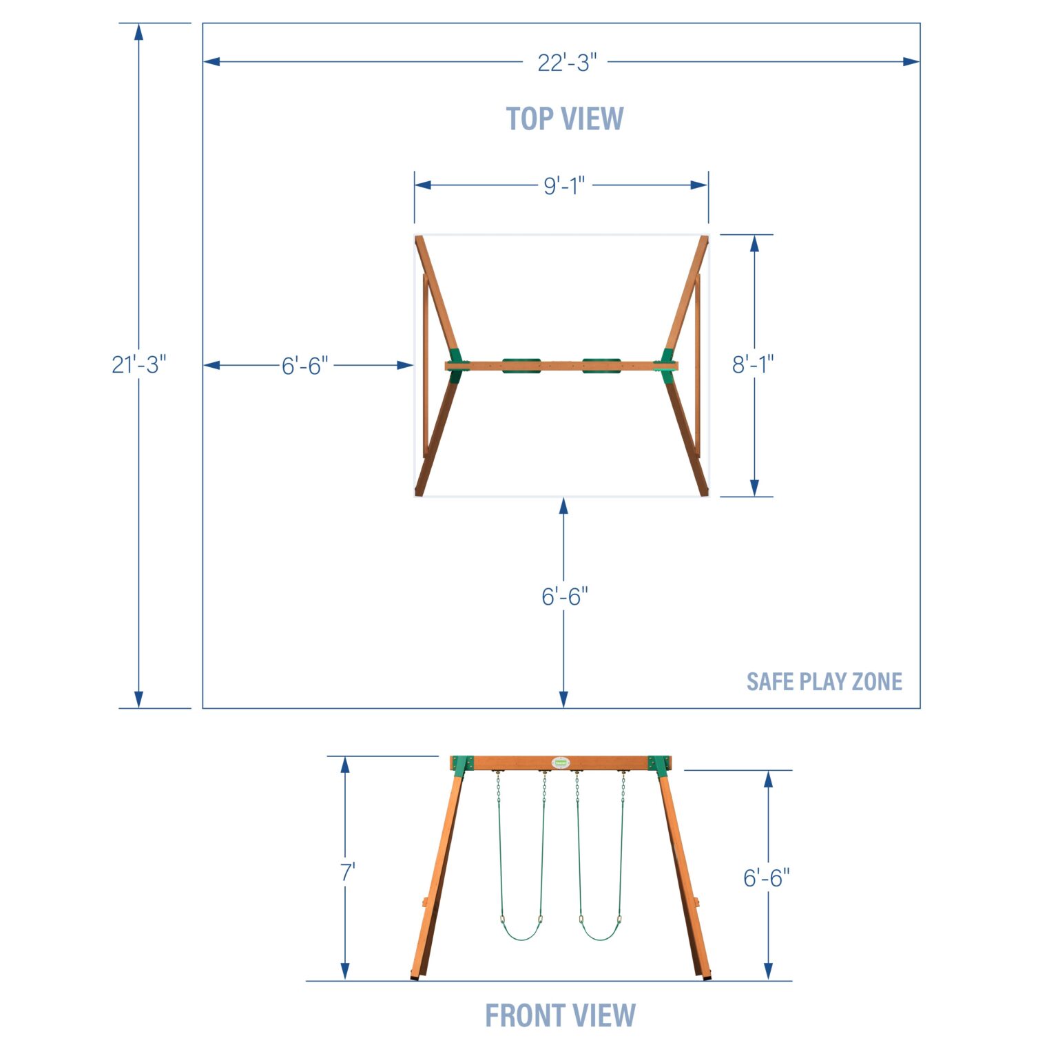 Heavy Duty Durango Swing Set Dimensions