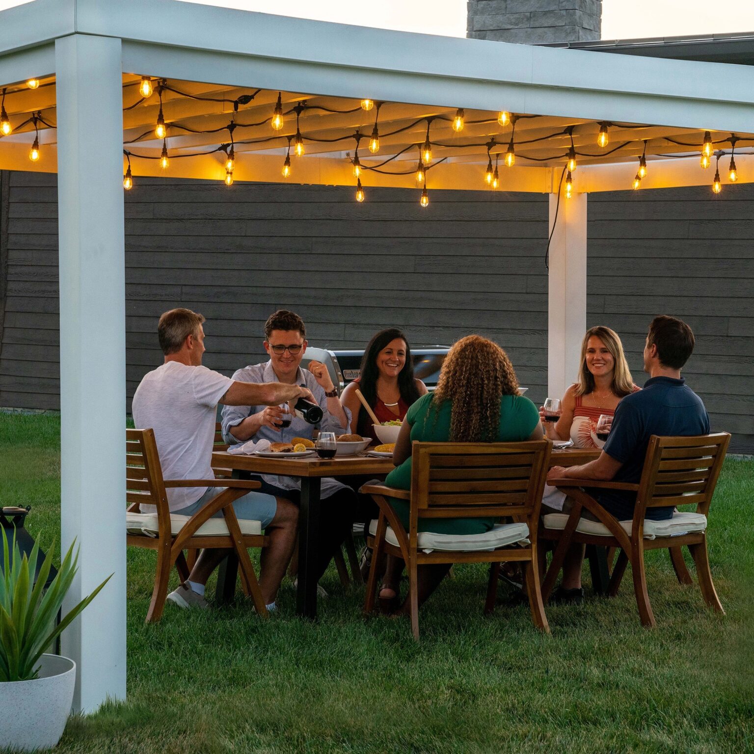 16x12 Windham Modern Steel Pergola Electrical With Sail Shade Soft Canopy