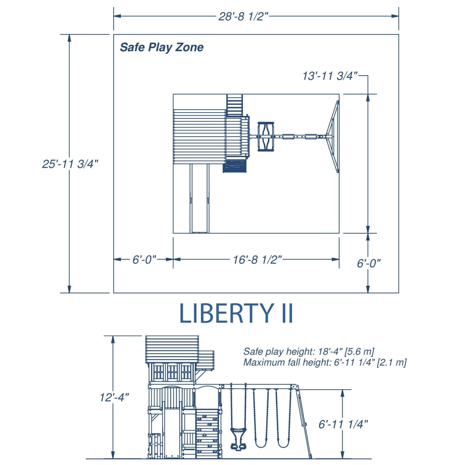 Backyard Discovery Playsets - Liberty II Wooden Swing Set dimensions