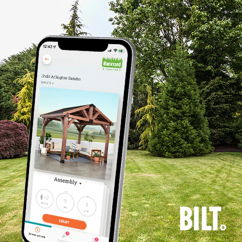 Supported Assembly Every Backyard Discovery gazebo has instructions available on the BILT® app. This makes assembly much easier by providing 3D interactive instructions for your gazebo via your phone or tablet.