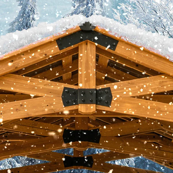 Fully Weatherproof Snow can weigh up to 13 lbs. per square foot. If the roof of your gazebo is a soft top or made from weaker metals, like aluminum, that means one decent snowfall can lead to a total collapse.