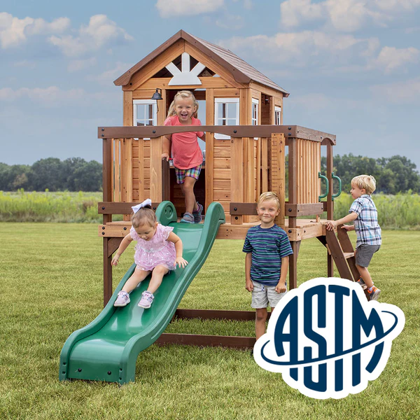 Safety Tested and Approved With performance testing for children up to 11 years old, our playhouses surpass industry benchmarks and meet or exceed ASTM safety standards for outdoor playground equipment.