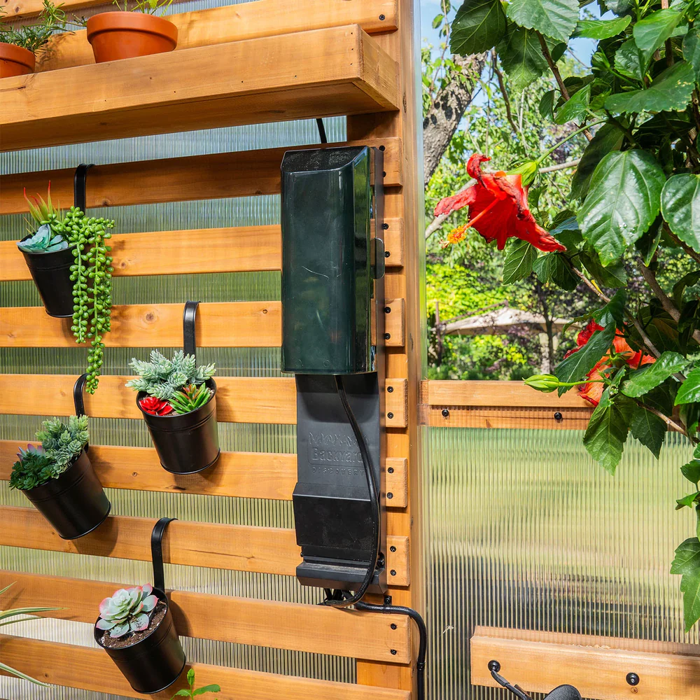 EVERYTHING IS HIGH-QUALITY With cedar wood, a strong roof, and an array of useful features, this greenhouse combines the best materials with thoughtful design.